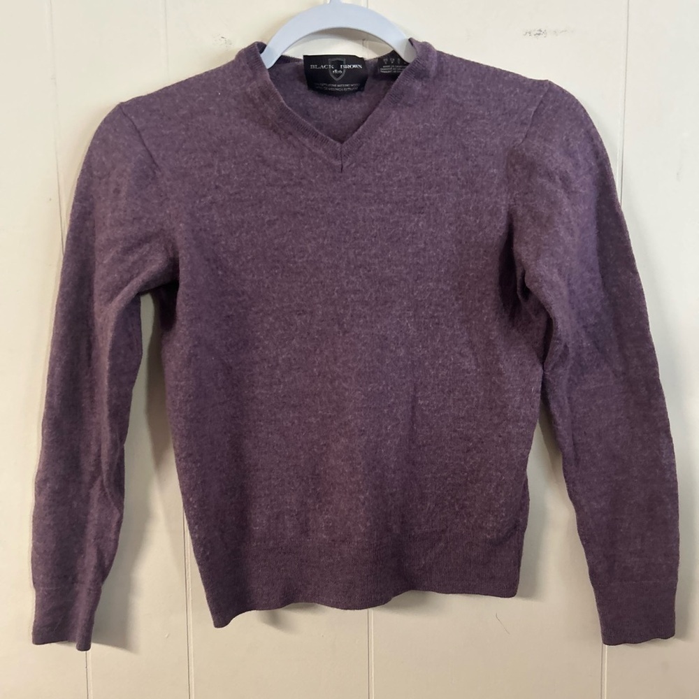 Black Brown 1826, size small, 100% merino wool, purple/mauve long sleeve sweater